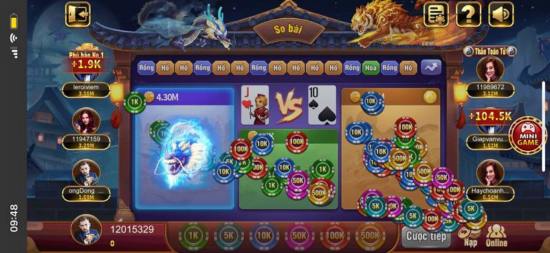 Hướng dẫn cách chơi game bài Rồng Hổ tại 68 game bài dễ hiểu