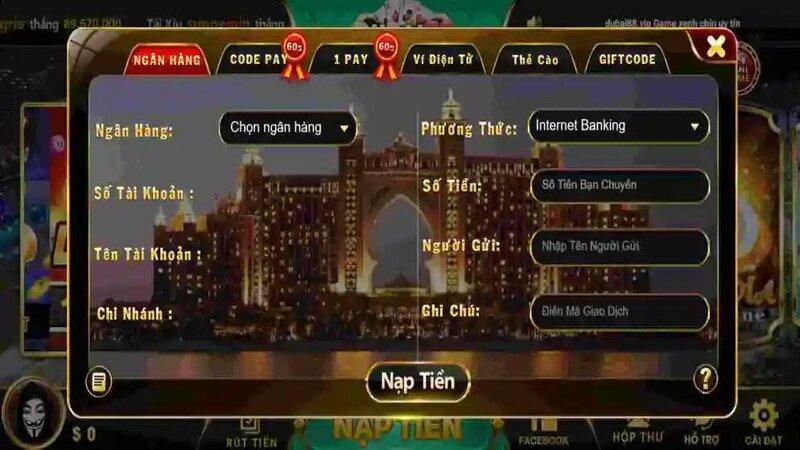 Các cách nạp tiền tại cổng game dubai88