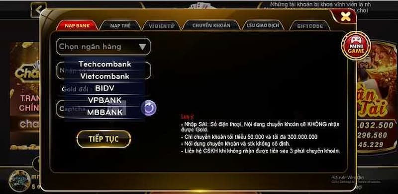 Hình thức chuyển khoản qua các ngân hàng lớn