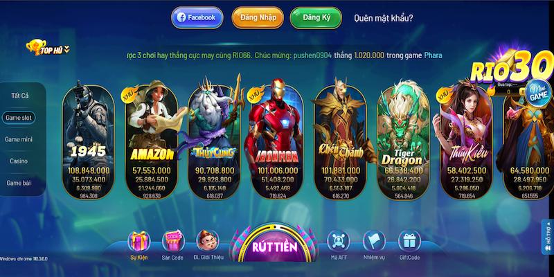 Trò chơi Slot game may mắn chỉ có tại cổng game Rio66