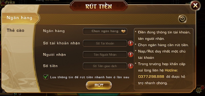 Hướng dẫn rút tiền từ Iwin