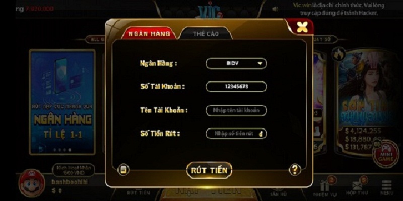 Một số cách rút tiền tại cổng game Vic club